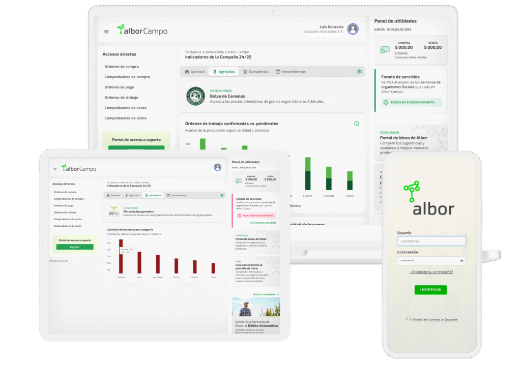 Gestión agrícola integral con Albor Campo, software agropecuario líder